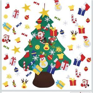 3.4ft DIY Felt Christmas Tree Set for Kids with 30Pcs Detachable Ornaments